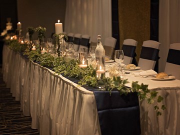 Close up of wedding table for bridal party