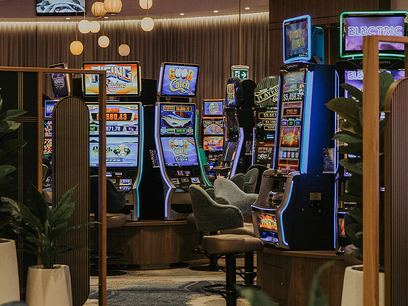 Opulence gaming room view with pokies