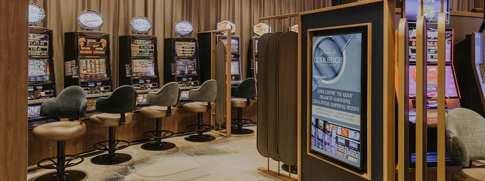 View of the Opulence Gaming Room with rows of pokies