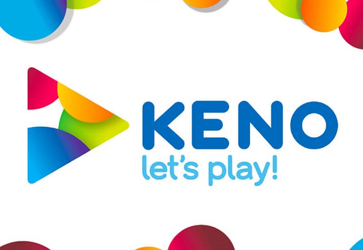 Keno Let's Play logo with coloured bubbles around border