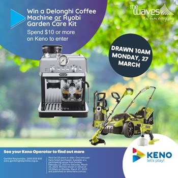 Keno Win a Ryobi Garden Care Kit or De'Longhi Coffee Machine thumbnail image