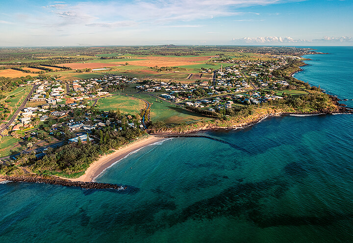 Aerial view of Elliott Heads at sunrise