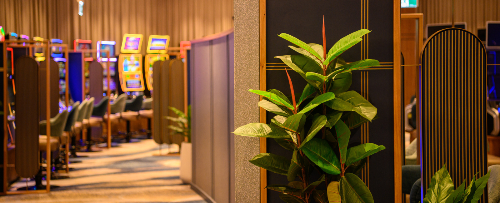 View of the Opulence Gaming Room with rows of pokies