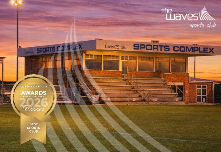 Award graphics for silver and gold on photo of club in background